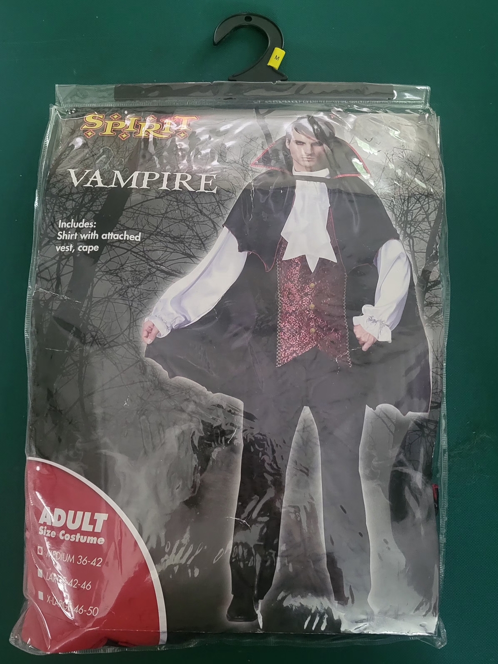 Spirit Black and Red Vampire Costume with White Shirtfront